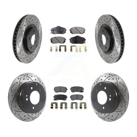 Front Rear Drill Slot Brake Rotor Ceramic Pad Kit For Hyundai Tucson Kia Cadenza