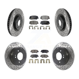 Front Rear Coat Drill Slot Disc Brake Rotors Ceramic Pad Kit For Kia Optima 2.0L