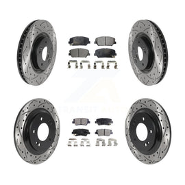 [Front+Rear] 13-15 Kia Optima 2.0L Performance Drilled & Slotted Brake Rotor & Ceramic Pads Kit For Max Braking