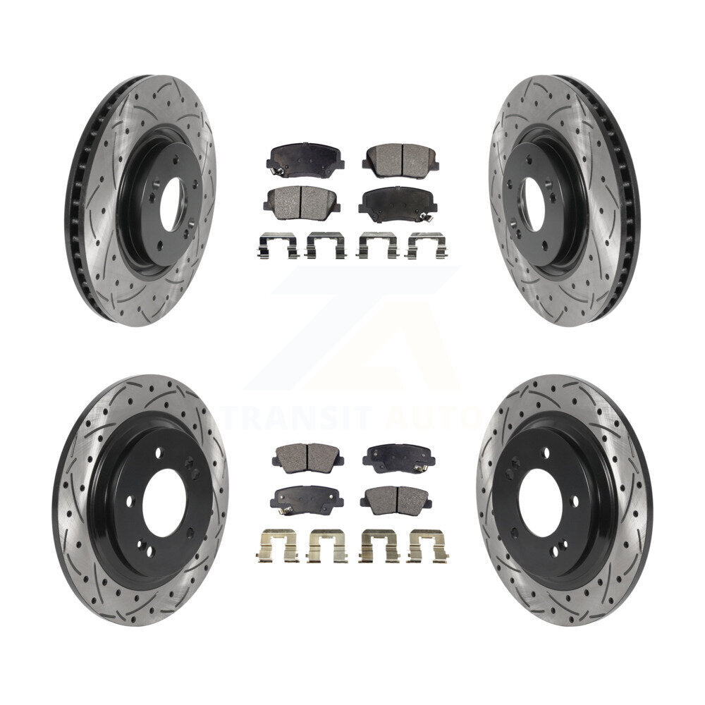 Front Rear Drill Slot Disc Brake Rotor Ceramic Pad Kit For Hyundai Azera Limited