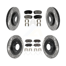 Front Rear Coated Drilled Slot Disc Brake Rotor & Ceramic Pad Kit For Kia Optima