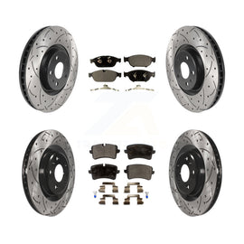 Front Rear Drilled Slot Disc Brake Rotors Ceramic Pad Kit For Audi A6 Quattro A7