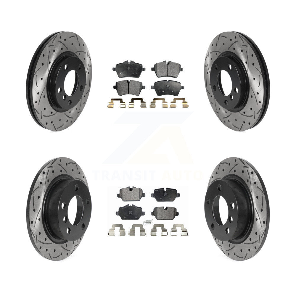 Front Rear Drilled Slot Brake Rotor & Ceramic Pad Kit For Mini Cooper Countryman