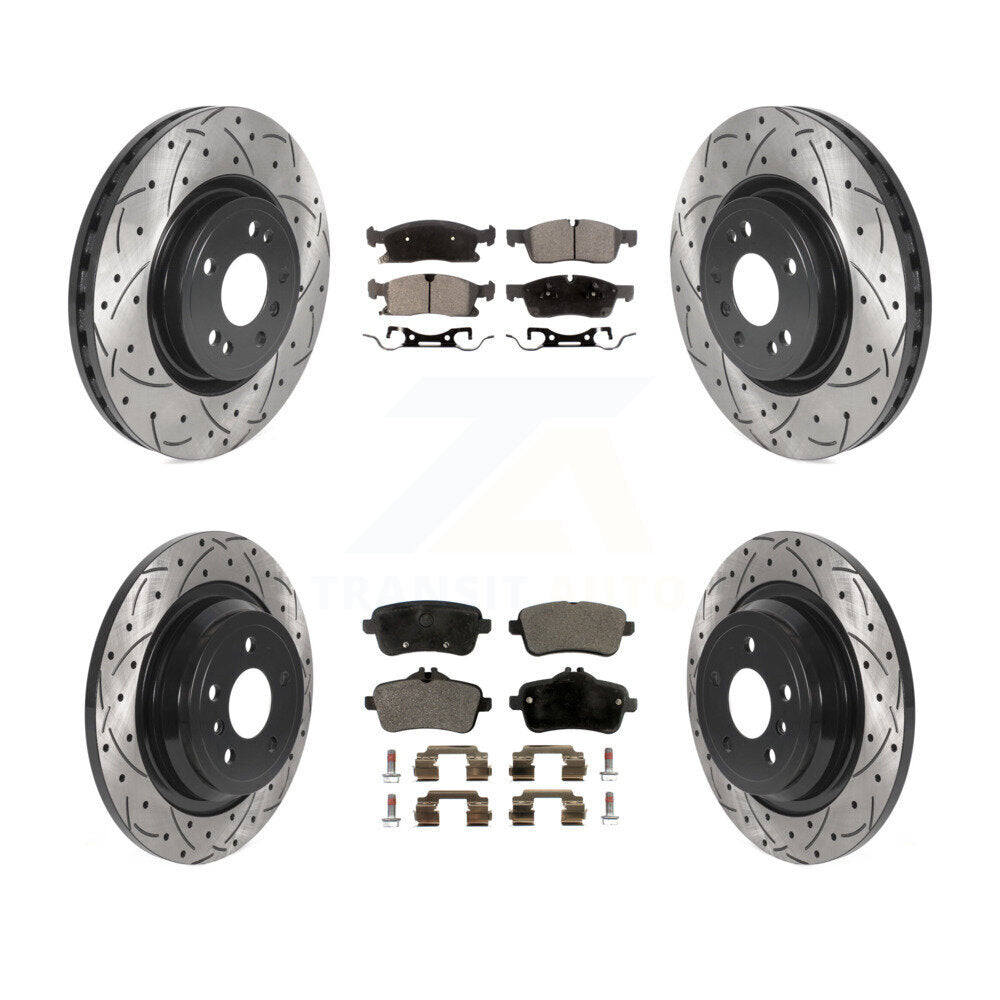 Front Rear Drill Slot Brake Rotor Ceramic Pad Kit For Mercedes-Benz ML350 GLE350