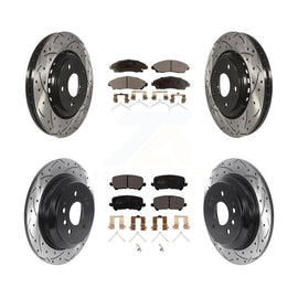 Front Rear Drill Slot Disc Brake Rotor Ceramic Pad Kit For Honda Pilot Ridgeline