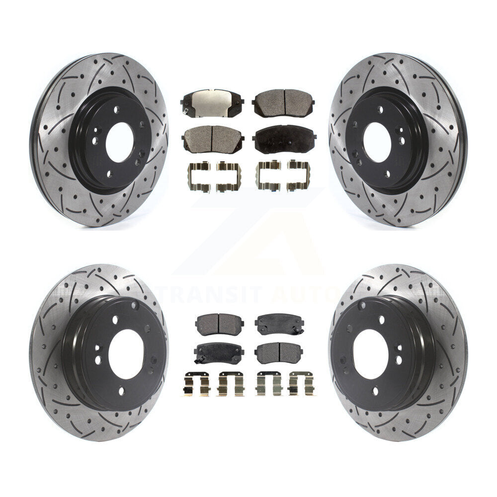 Front Rear Drill Slot Brake Rotors Ceramic Pad Kit For Hyundai Sonata GAS engine