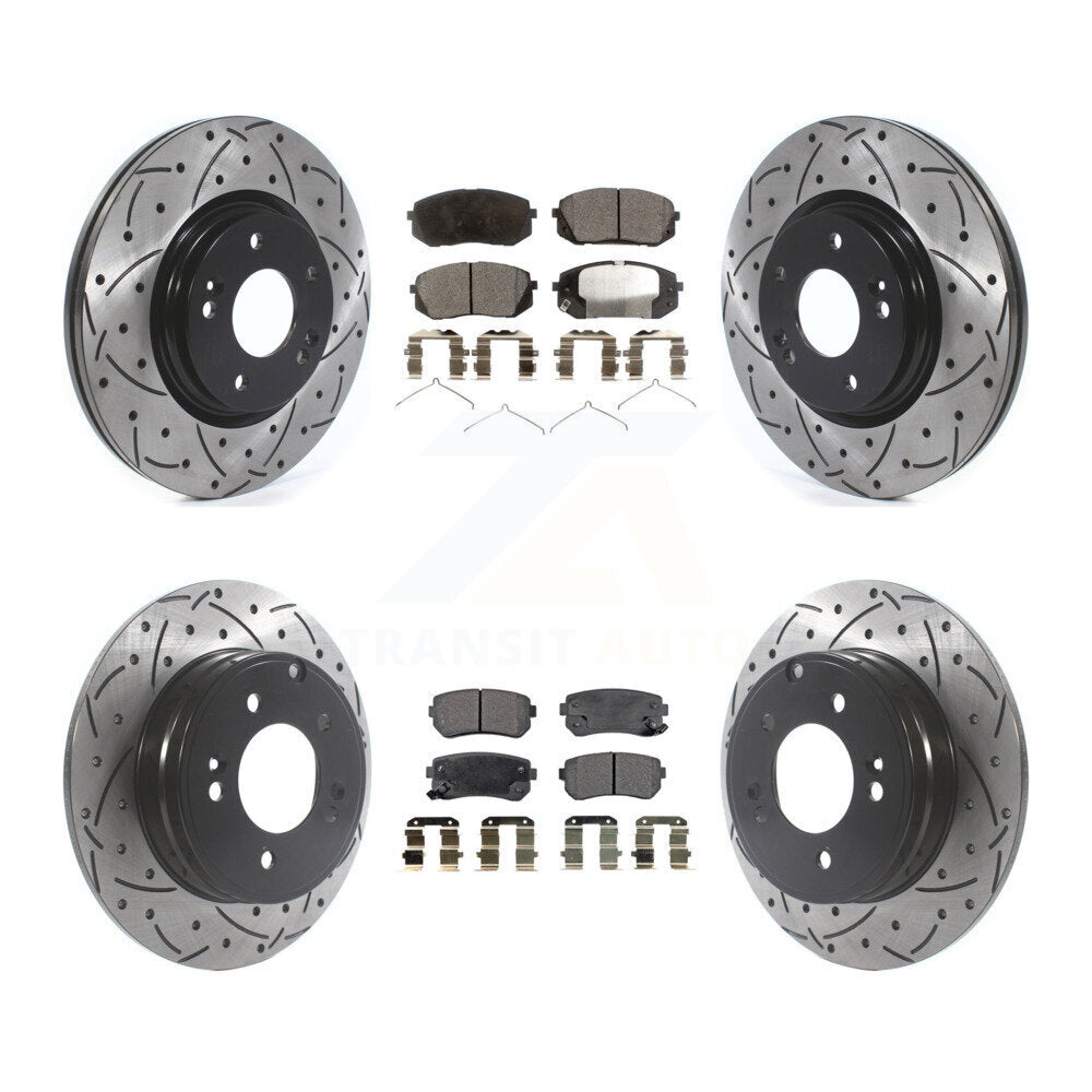 Front Rear Drill Slot Brake Rotors Ceramic Pad Kit For Hyundai Sonata GAS engine