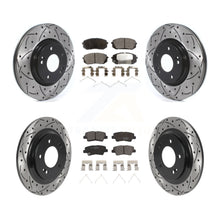 Load image into Gallery viewer, Front Rear Coated Drilled Slot Disc Brake Rotor &amp; Ceramic Pad Kit For Kia Optima