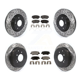 Front Rear Drilled Slot Disc Brake Rotors Ceramic Pad Kit For Hyundai Tucson Kia