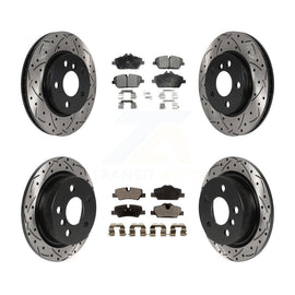 Front Rear Coated Drilled Slot Disc Brake Rotors Ceramic Pad Kit For Mini Cooper