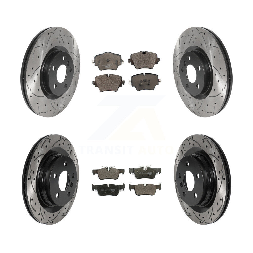 Front Rear Drill Slot Brake Rotor Ceramic Pad Kit For BMW X1 Mini Cooper X2 228i