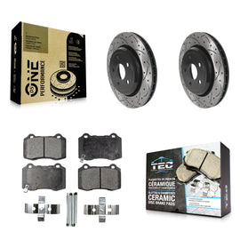 Rear Drilled Slot Disc Brake Rotor Ceramic Pad Kit For Jeep Grand Cherokee Dodge