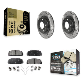 Rear Coated Drilled Slotted Disc Brake Rotor Ceramic Pad Kit For Mazda 6 Protege