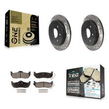 Charger l'image dans la galerie, Rear Drilled Slot Brake Rotor &amp; Ceramic Pad Kit For Nissan Titan Armada INFINITI