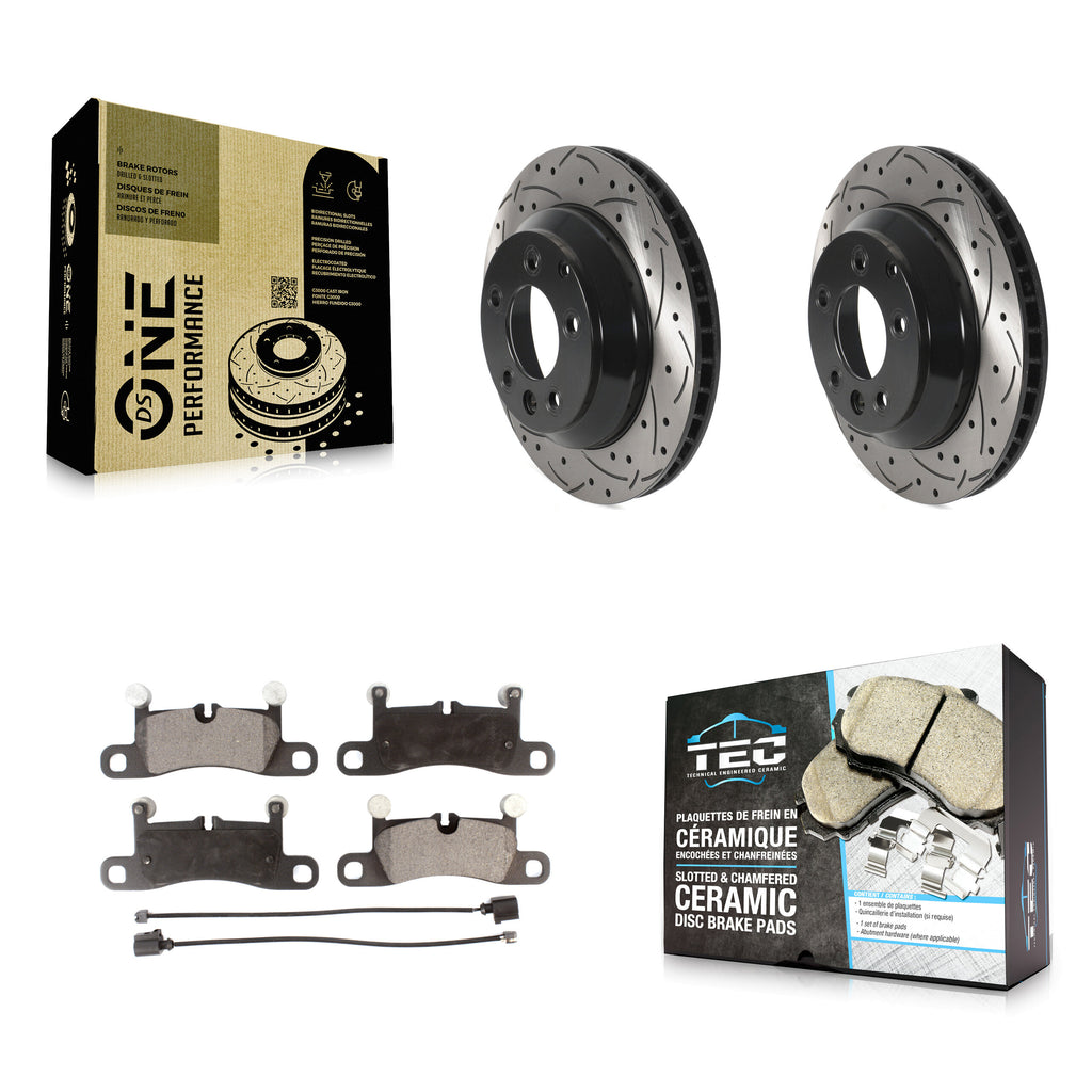 Rear Drill Slot Disc Brake Rotors Ceramic Pad Kit For Porsche Cayenne Volkswagen