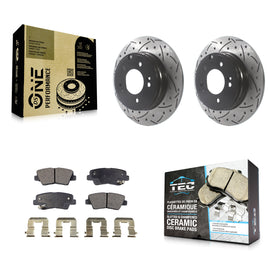Rear Drill Slot Brake Rotors Ceramic Pad Kit For Hyundai Sonata Kia Optima Azera