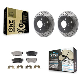 Rear Coated Drill Slot Disc Brake Rotors Ceramic Pad Kit For Hyundai Sonata 3.3L