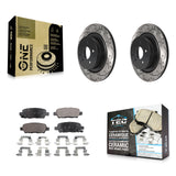 Rear Coated Drill Slot Disc Brake Rotor Ceramic Pad Kit For INFINITI G37 G35 Q60