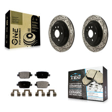 Charger l'image dans la galerie, Rotor de frein à disque à fente percée arrière et Kit de plaquettes en céramique pour Volvo S80 FWD 2008 – 2011 