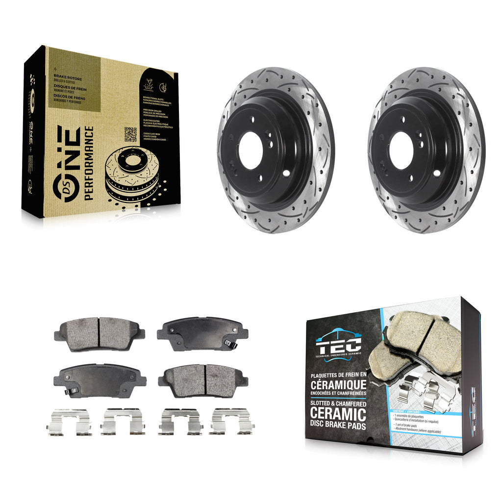 Rotor de frein à fente arrière percé et Kit de plaquettes en céramique pour Hyundai Genesis G80 Kia K900 