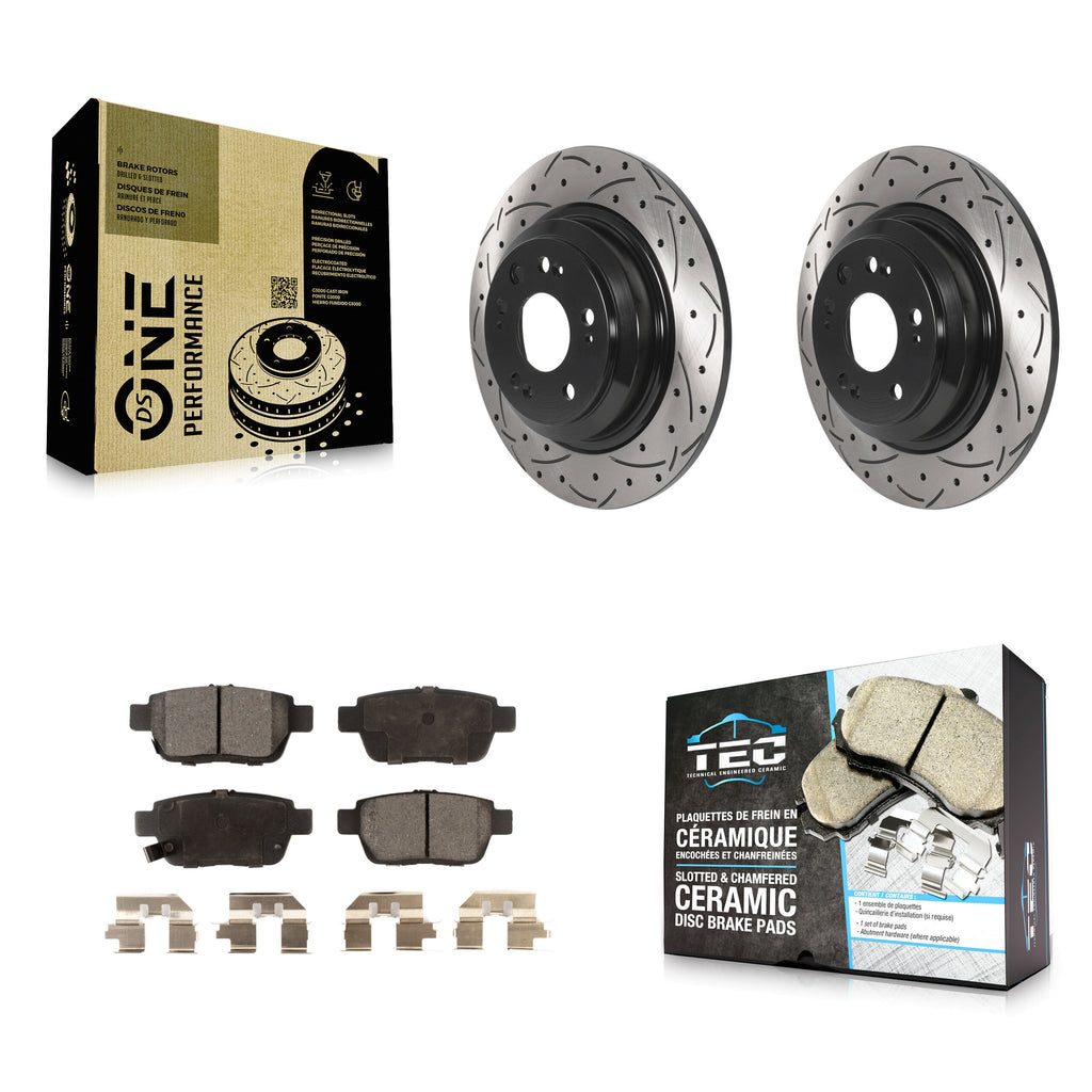 Kit de plaquettes en céramique pour Rotor de frein à disque, fente percée, revêtement arrière, pour Acura TL 2009 – 2014 