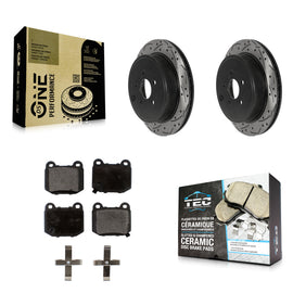 Rear Coated Drill Slot Disc Brake Rotor Ceramic Pad Kit For Subaru BRZ Toyota 86