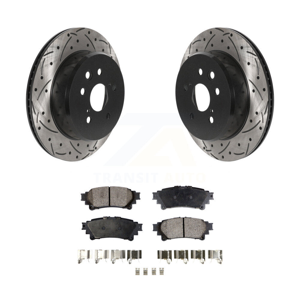 Rear Drilled Slot Brake Rotor Ceramic Pad Kit For Lexus GS350 IS300 IS200t IS350