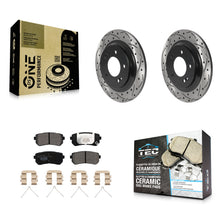 Charger l'image dans la galerie, [Rear] 2016 Kia Optima LX/EX/LX 1.6T Performance Drilled &amp; Slotted Brake Rotor &amp; Ceramic Pads Kit For Max Braking