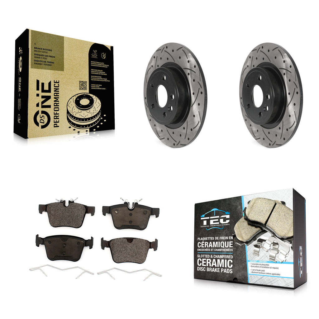 Rear Drill Slot Disc Brake Rotors Ceramic Pad Kit For Land Rover Discovery Sport