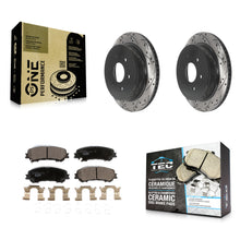 Charger l'image dans la galerie, [Rear] 2017-2023 Nissan TITAN Performance Drilled &amp; Slotted Brake Rotor &amp; Ceramic Pads Kit For Max Braking