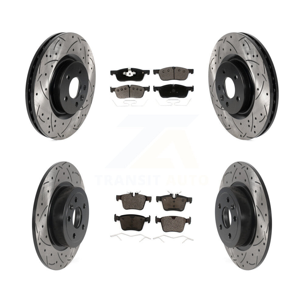 Front Rear Drilled Slot Brake Rotors Ceramic Pad Kit For Land Rover Range Evoque