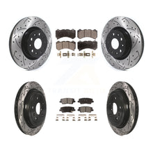 Load image into Gallery viewer, Front Rear Coated Drilled Slot Disc Brake Rotor Ceramic Pad Kit For Cadillac CTS