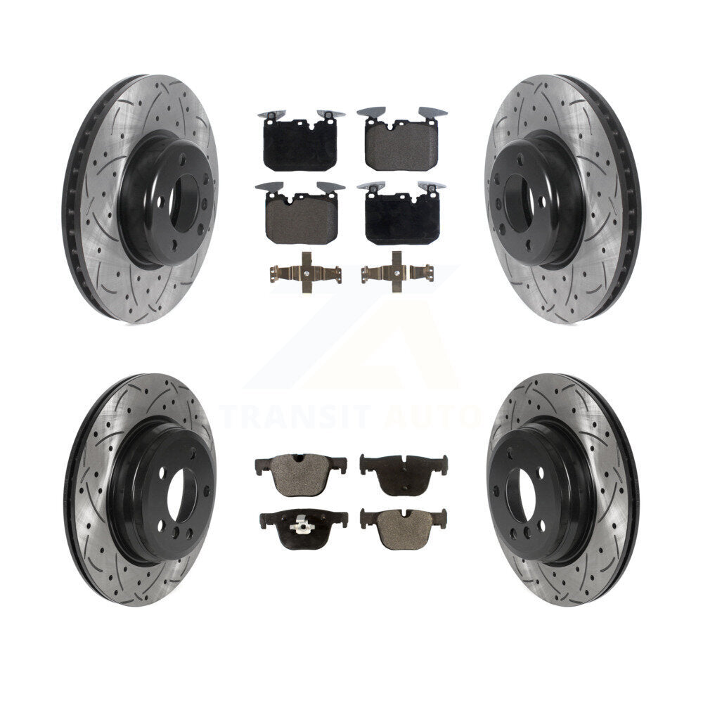 Front Rear Drill Slot Brake Rotors Ceramic Pad Kit For BMW 335i 340i xDrive 435i