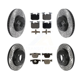 Front Rear Drill Slot Brake Rotors Ceramic Pad Kit For BMW 335i 340i xDrive 435i