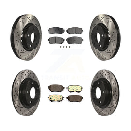 Front Rear Coated Drilled Slotted Disc Brake Rotor & Ceramic Pad Kit For Mazda 6