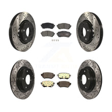 Load image into Gallery viewer, Front Rear Coated Drilled Slotted Disc Brake Rotor &amp; Ceramic Pad Kit For Mazda 6