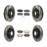 Front Rear Coated Drilled Slotted Disc Brake Rotor & Ceramic Pad Kit For Mazda 6