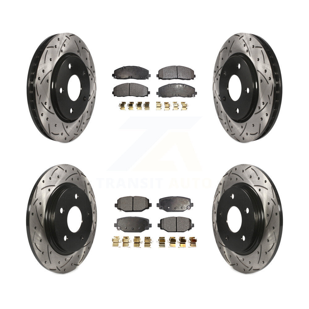 Front Rear Drilled Slot Disc Brake Rotor Ceramic Pad Kit For Dodge Grand Caravan