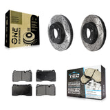 Front Coated Drill Slot Disc Brake Rotors Ceramic Pad Kit For Volkswagen Touareg