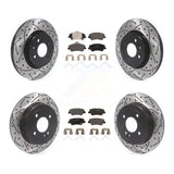Front Rear Drilled Slot Brake Rotor & Ceramic Pad Kit For Hyundai Accent Kia Rio