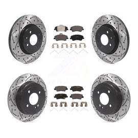 Front Rear Drilled Slot Brake Rotor & Ceramic Pad Kit For Hyundai Accent Kia Rio