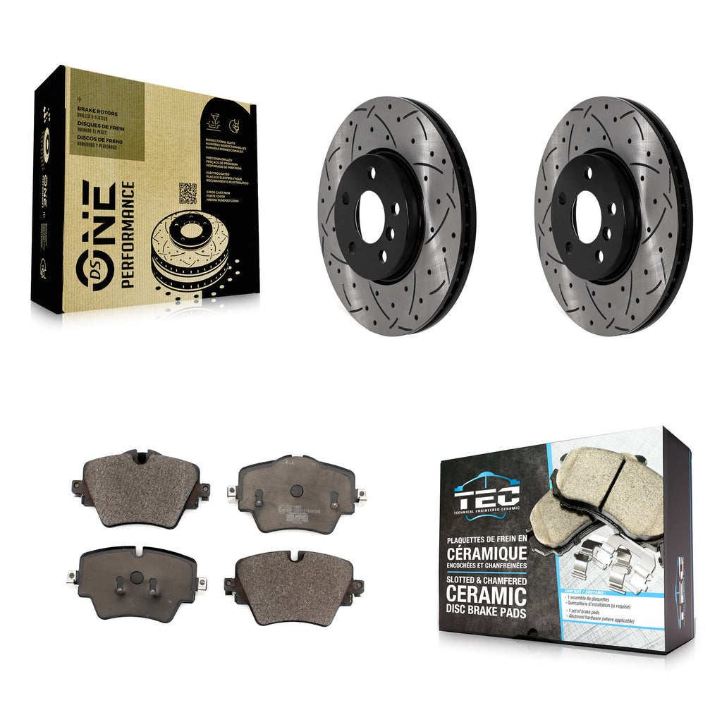 Front Drill Slot Brake Rotors Ceramic Pad Kit For Mini Cooper Countryman Clubman