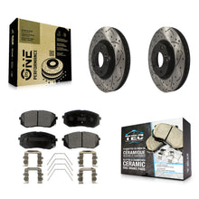 Charger l'image dans la galerie, [Front] 2017-2019 Kia Soul EV Performance Drilled &amp; Slotted Brake Rotor &amp; Ceramic Pads Kit For Max Braking