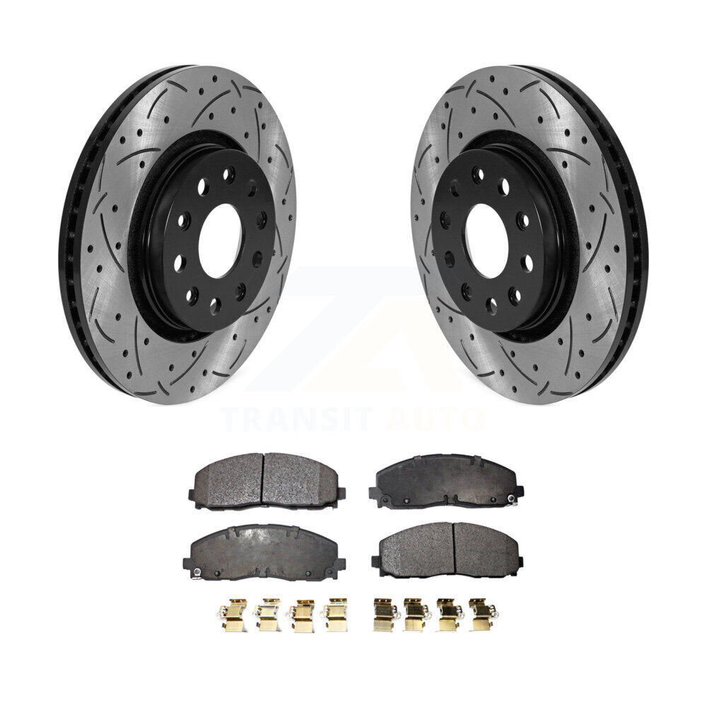 Front Drilled Slot Disc Brake Rotors Ceramic Pad Kit For Jeep Wrangler Gladiator