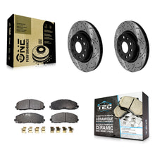 Charger l'image dans la galerie, Front Coated Drilled Slotted Disc Brake Rotors Ceramic Pad Kit For Jeep Wrangler