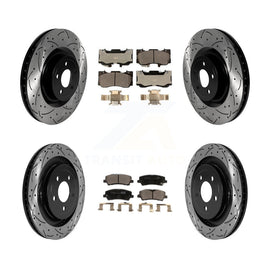 Front Rear Coated Drilled Slot Disc Brake Rotor Ceramic Pad Kit For Ford Mustang