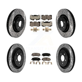 Front Rear Coated Drilled Slot Disc Brake Rotor Ceramic Pad Kit For Ford Mustang