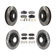 Charger l'image dans la galerie, Front Rear Coated Drilled Slot Disc Brake Rotors Ceramic Pad Kit For Kia Soul EV