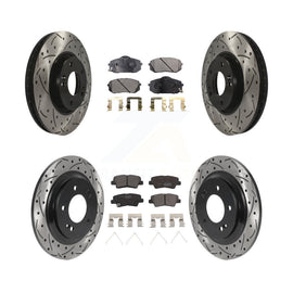 Front Rear Coated Drilled Slot Disc Brake Rotors Ceramic Pad Kit For Kia Soul EV