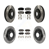 [Front+Rear] 2017-2019 Kia Soul EV Performance Drilled & Slotted Brake Rotor & Ceramic Pads Kit For Max Braking